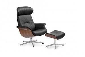 Einzelsessel Z22090 - Leder, inkl. Hocker, drehbar